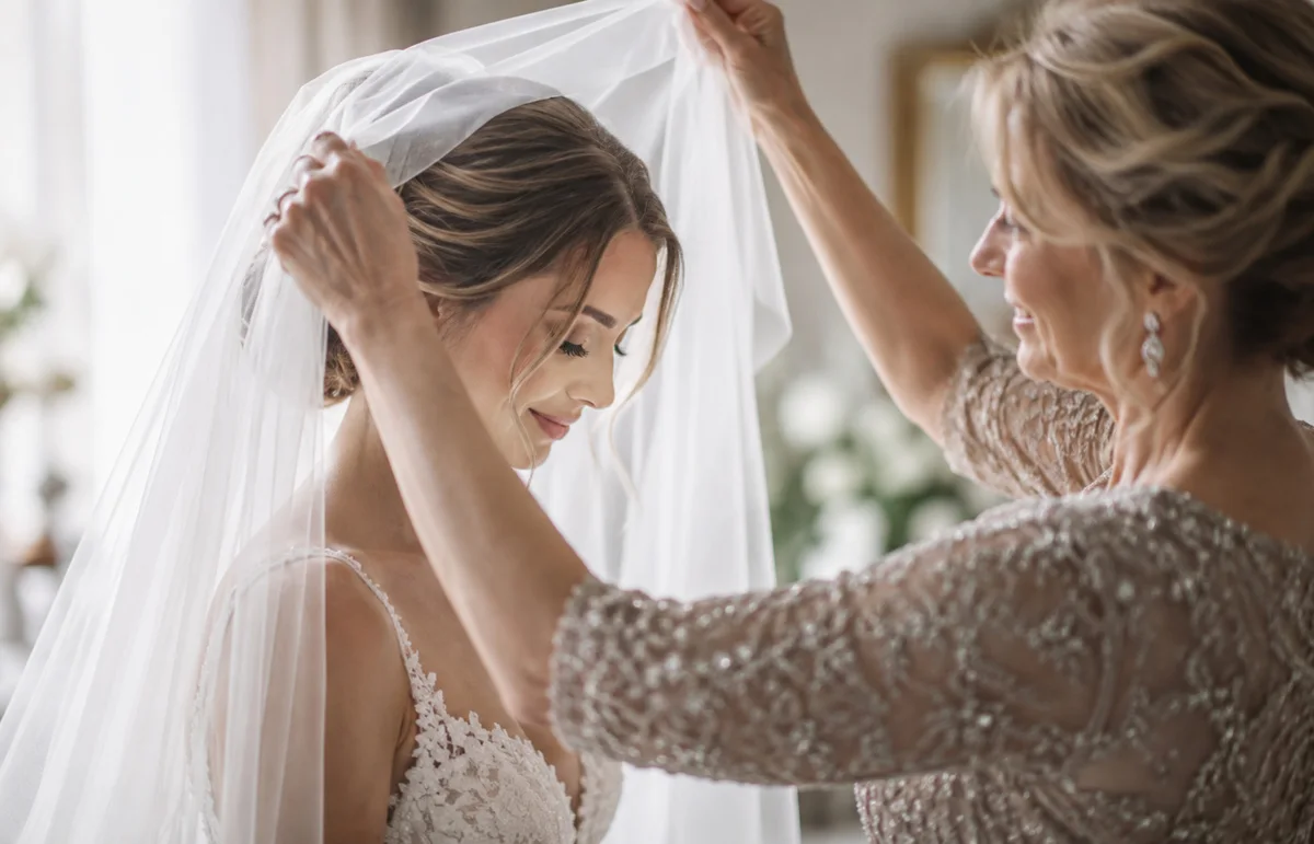 Schleierabnahme bei einer russischen Hochzeit